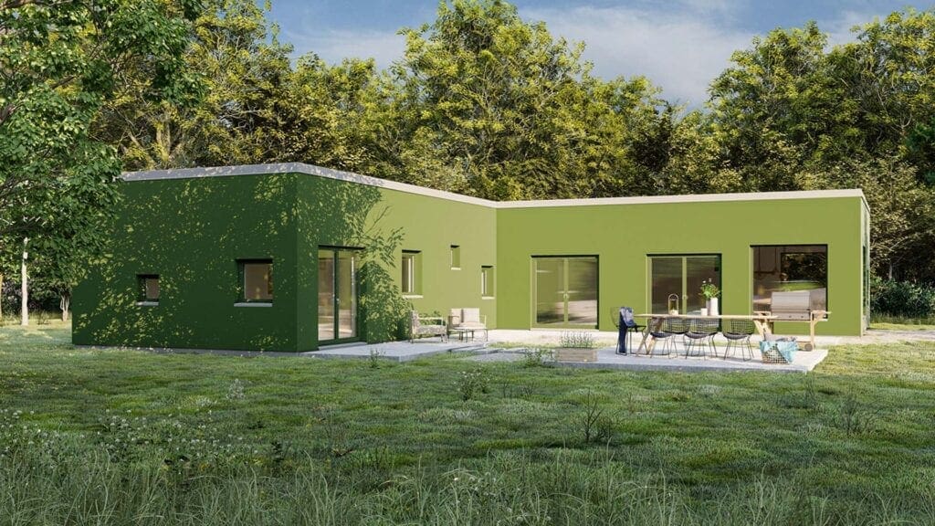 Enplanshus Funkis 02 med platt tak