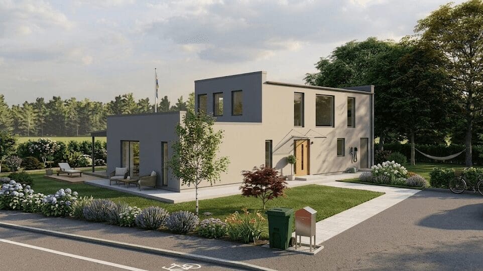 Konceptrendering arkitektritat hus